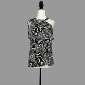 ❤️ M ❤️ NWT Anthro Tank Floral Asymmetrical Cutout Cold Shoulder Sleeveless